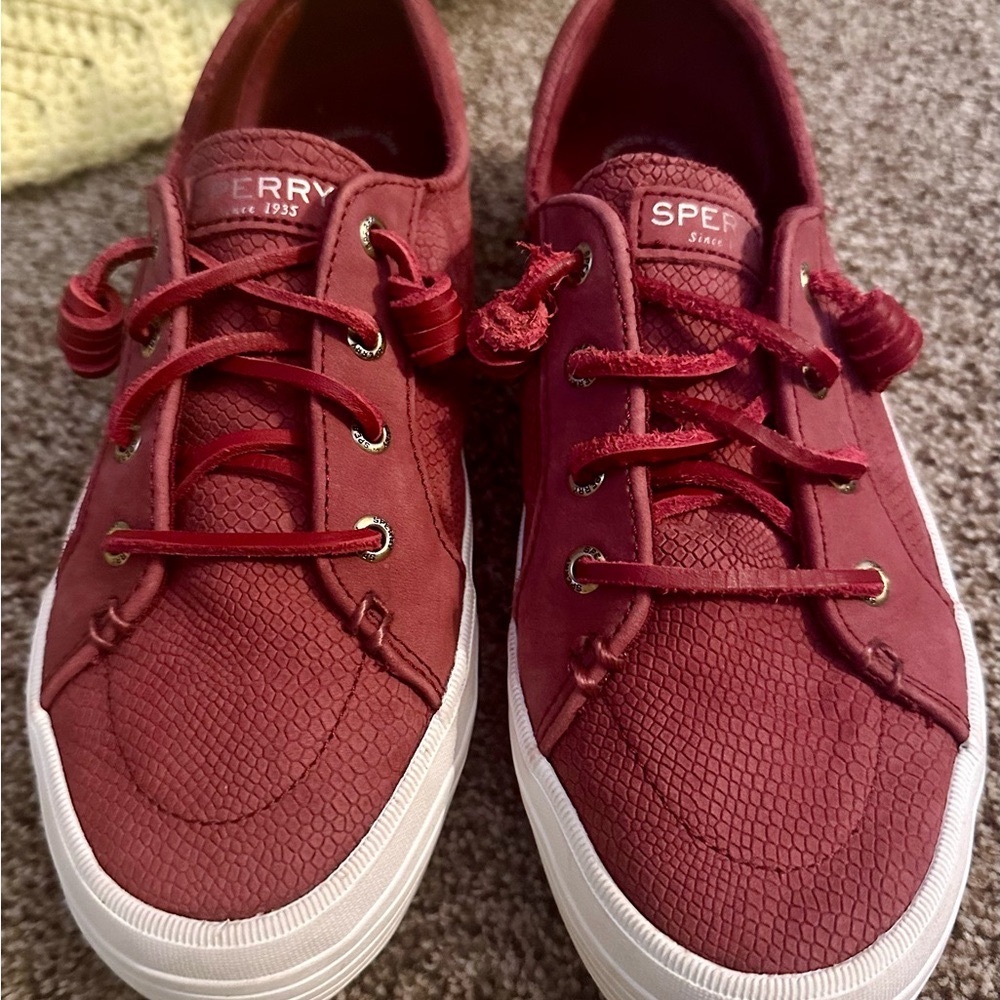 Sperry Burgundy Sneakers with White Soles